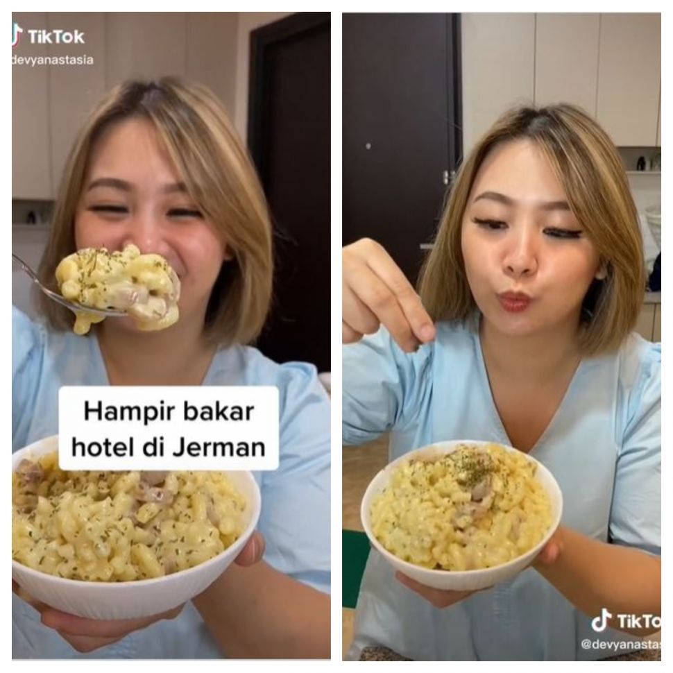 Bikin microwave hotel meledak (TikTok @devyanastasia)