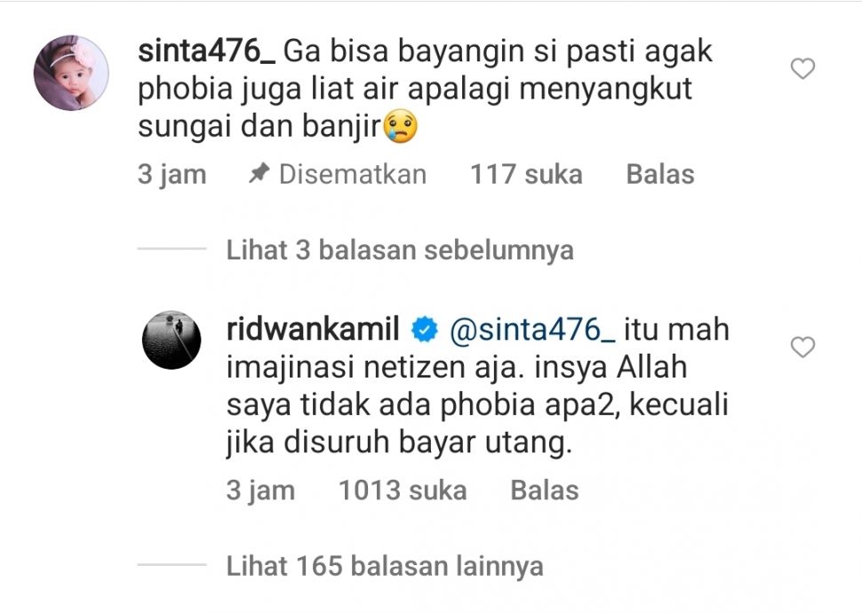 Disebut Fobia Sungai karena Eril, Respon Ridwan Kamil Malah Bikin Ngakak Netizen.(Dok Twitter)