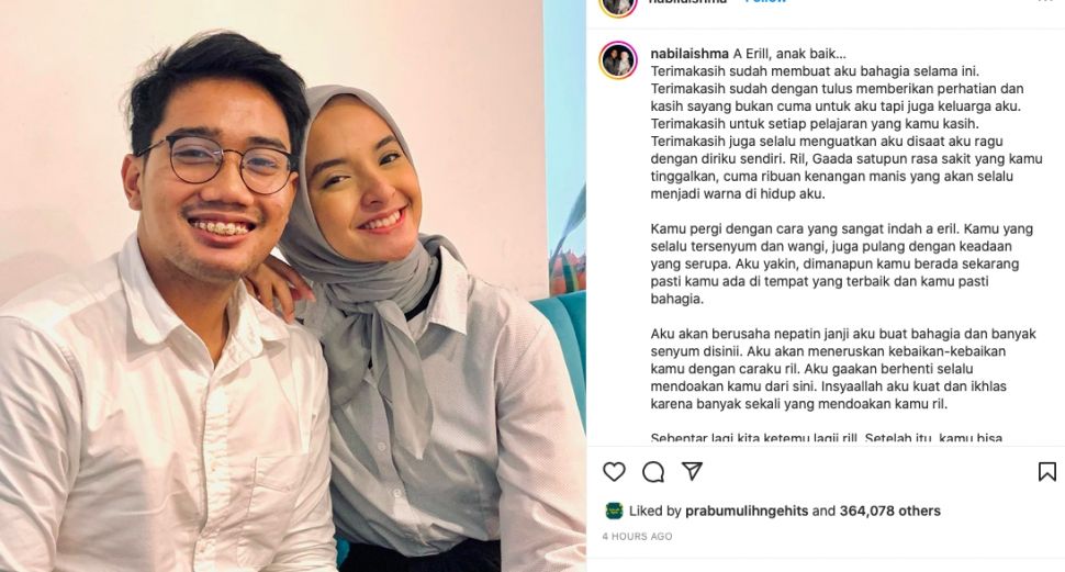 Eril dan kekasih Nabila Ishma Nurhabibah [instagram]