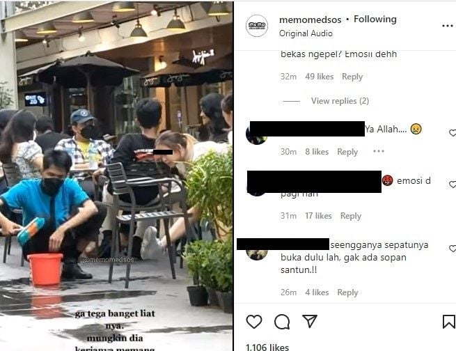 Perempuan minta sepatunya dibersihkan clening service (Instagram/memomedsos)