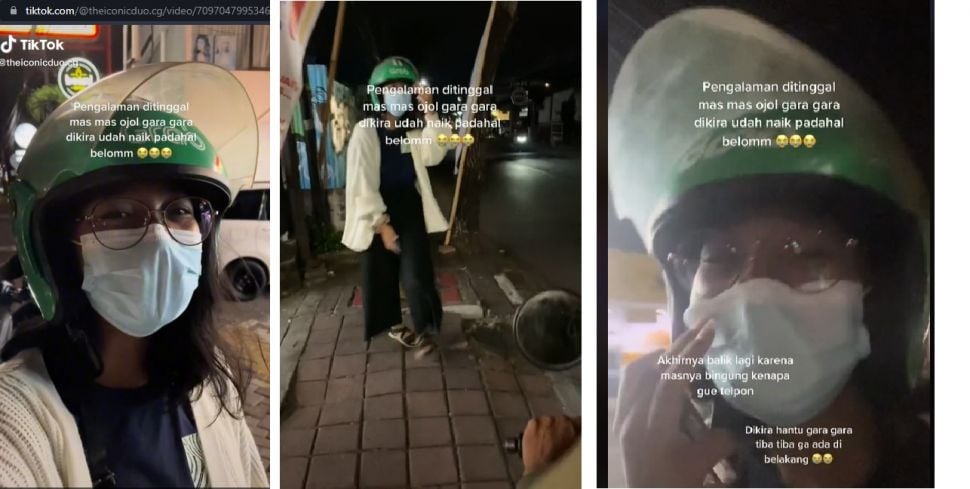 Curhat penumpang wanita ditinggal ojol saat hendak naik motornya (TikTok)