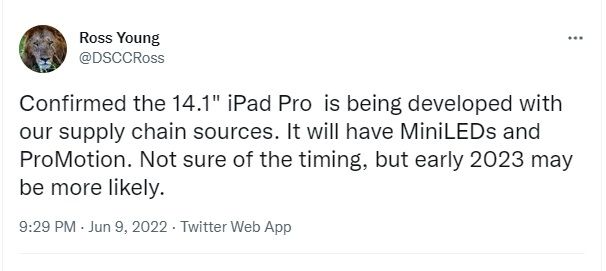 Bocoran iPad Pro 14.1 Inci. [Twitter]