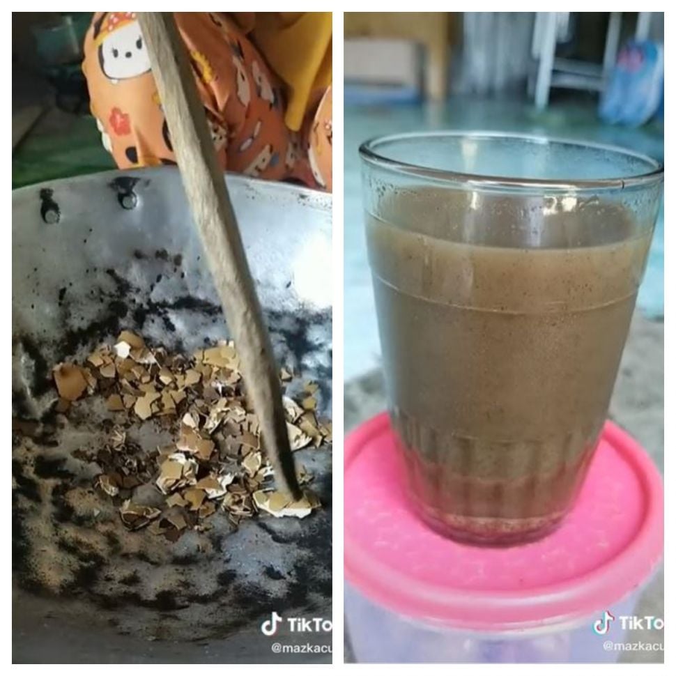 Kopi susu cangkang telur (TikTok @mazkacuk1)