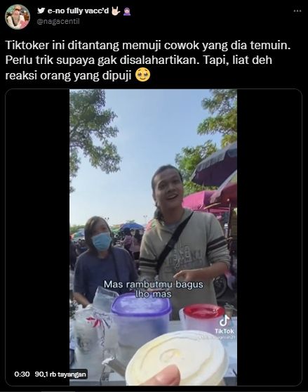Puji Penampilan Sederet Pedagang Kaki Lima, Aksi Pria Ini Banjir Dukungan. (Twitter/@nagacentil/TikTok/fatahanugerah21)
