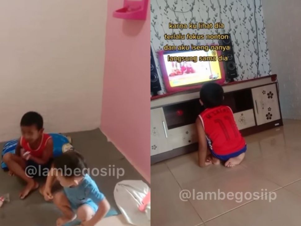 Bocah nonton tv di rumah tetangga (Instagram/pembasmi.kehaluan.reall)