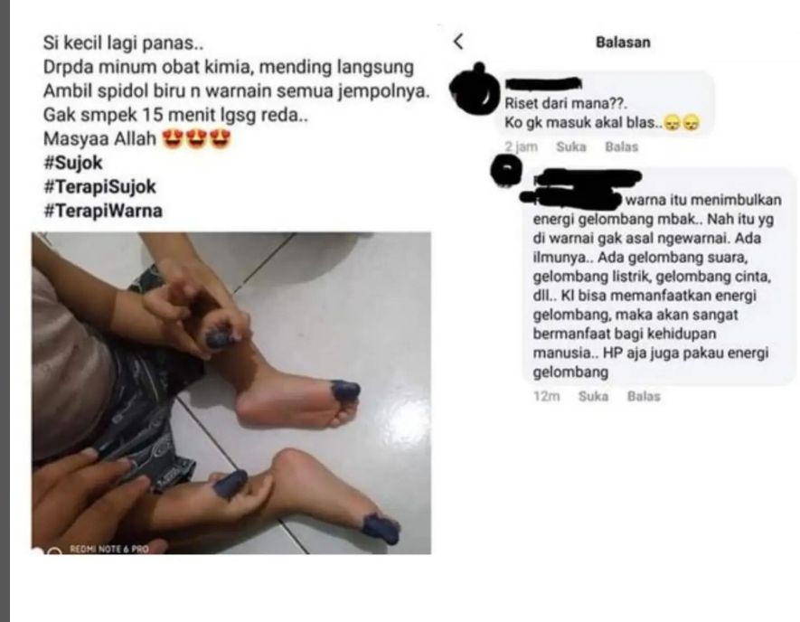 Viral seorang ibu mengobati demam anaknya memakai spidol. [Instagram]