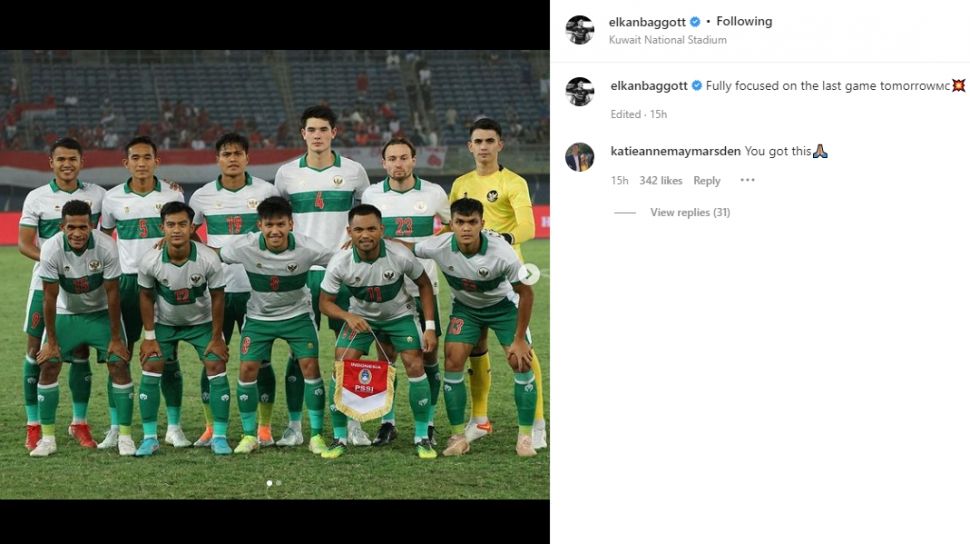 Elkan Baggott fokus untuk laga timnas Indonesia vs Nepal. (Instagram/elkanbaggott)