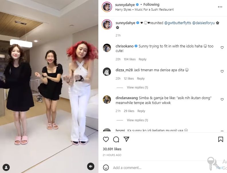 Sunny Dahye joget bareng Daisy eks MOMOLAND dan Denise eks SECRET NUMBER (instagram.com)