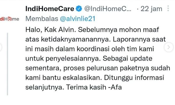 Mantan komisioner Ombudsman RI Alvin Lie mengkritik perusahaan pelayanan internet dan siaran berbayar IndiHome yang dianggapnya tidak etis. [Twitter/@alvinlie]