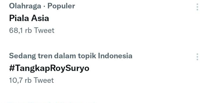 Tagar #TangkapRoySuryo Trending (Twitter)