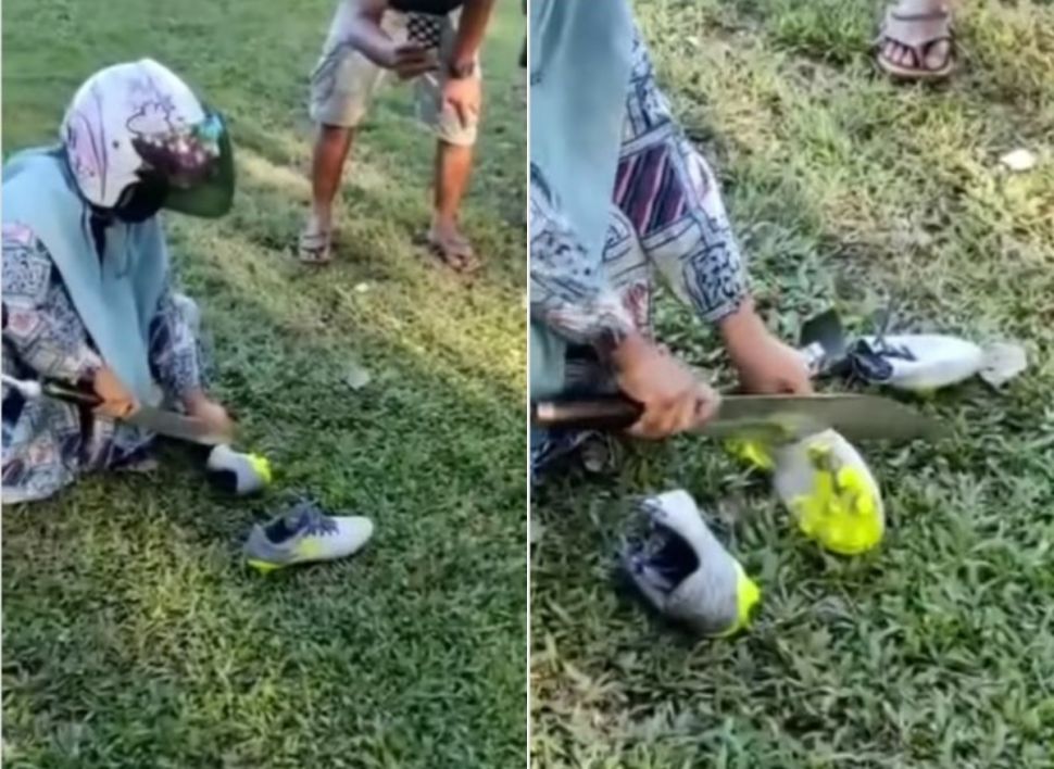 Perempuan potong sepatu suami (instagram.com/terangmedia/)