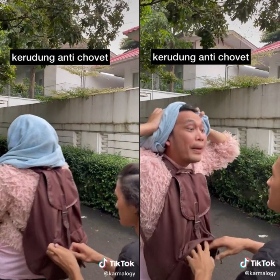 Foto: Viral Video Kerudung Anti Copet, Endingnya Plottwist (tiktok/karmalogy)