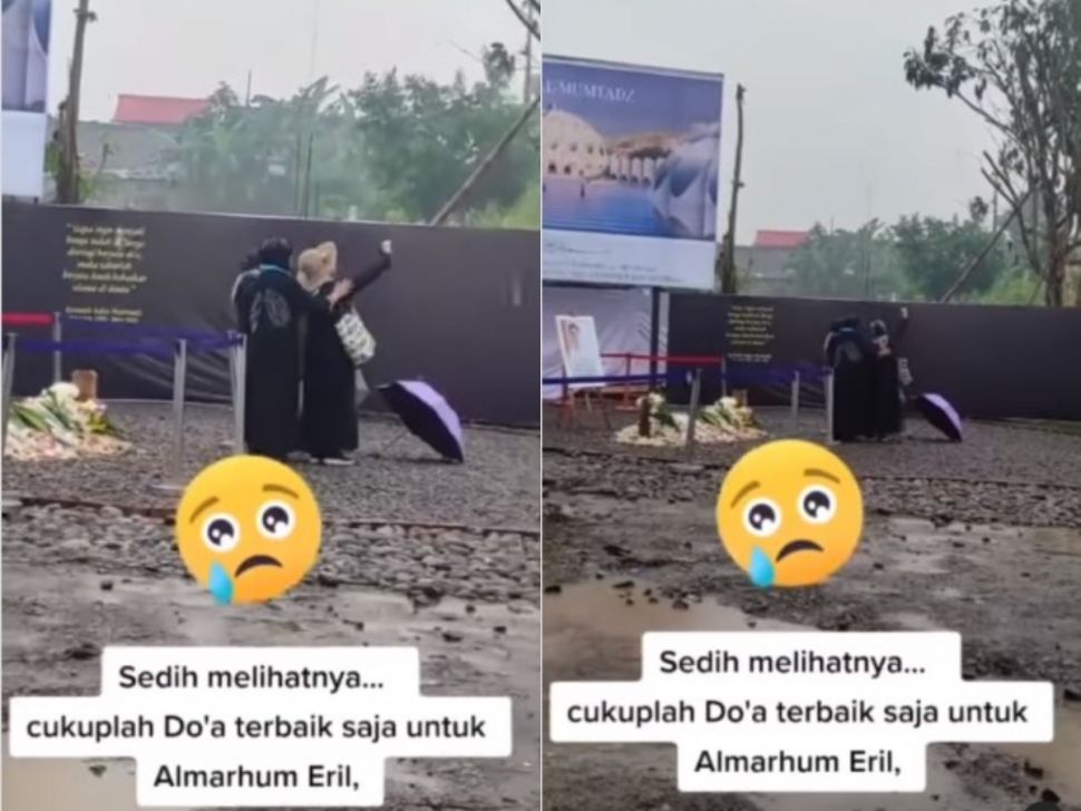 Ibu-ibu sibuk selfie di makam Eril (Insatagram.mintulgemintul)