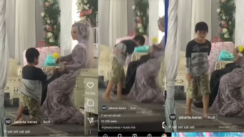 Bocah Lelaki memberi bunga pada pengantin (Instagram/Jakarta.keras)