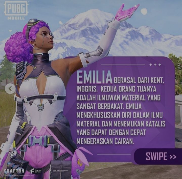 Karakter PUBG Mobile, Emilia. [Instagram/@pubgmobile_id]