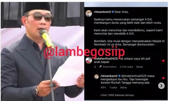 Momen warganet minta diadopsi jadi anak Ridwan Kamil (Instagram/ @lambegosiip).