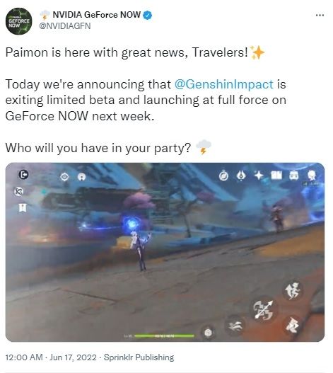 Genshiin Impact di NVIDIA GeForce Now. [Twitter]