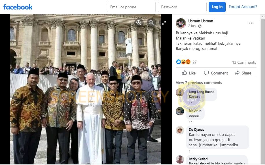 CEK FAKTA: Benarkah Menag Yaqut Tak ke Mekkah untuk Urus Haji dan Malah Pergi ke Vatikan? (Turnbackhoax.id)