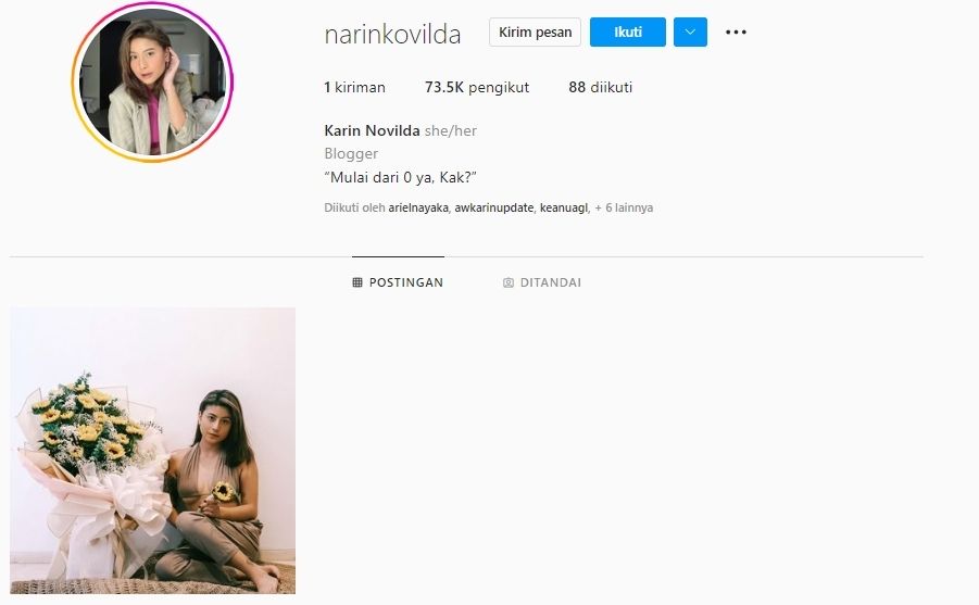 Akun Instagram Awkarin yang baru. 