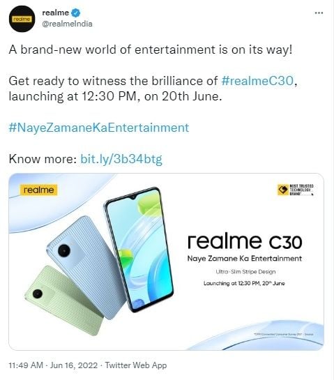 Realme C30. [Twitter]