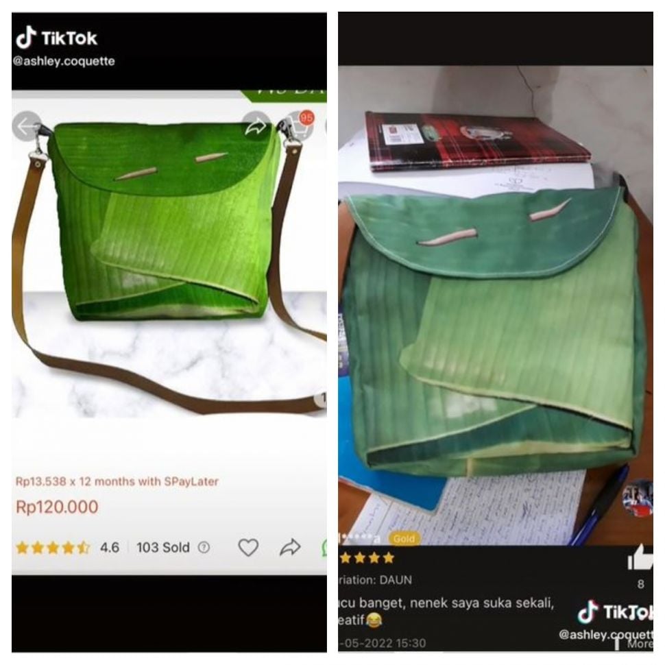 Tas nasi bungkus daun (TikTok @ashley.coquette)