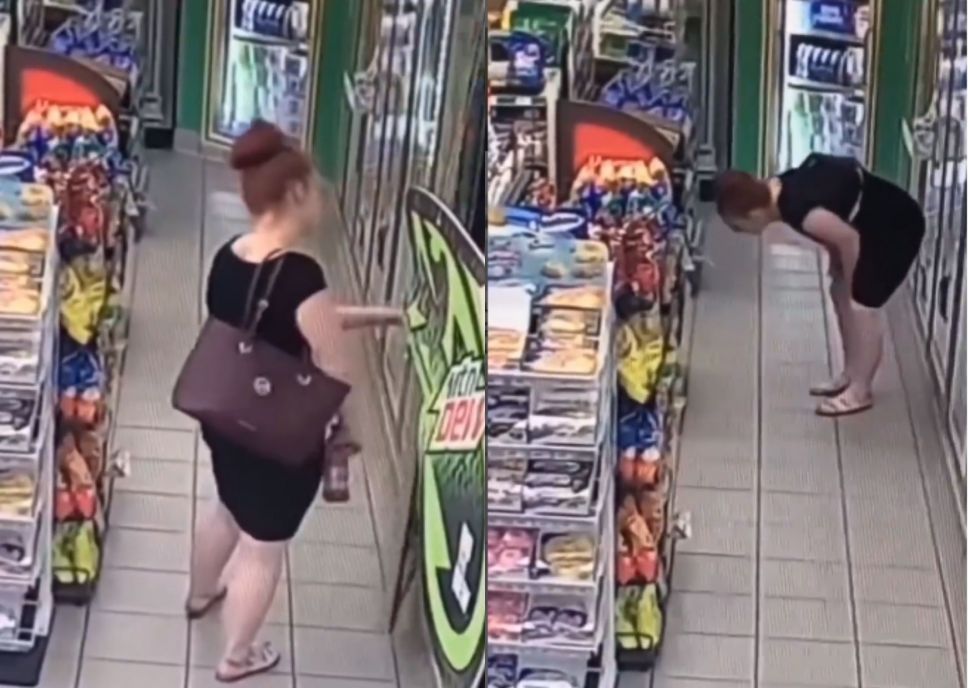 Wanita Curi Minuman di Minimarket dengan Jepitkan Botol Diantara Selangkangan (Instagram/birunyarina)