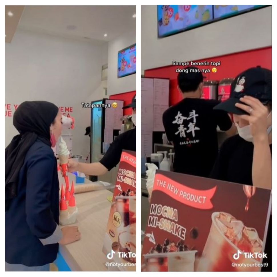 Disuapi es krim oleh pegawai kedai (TikTok @notyourbest9)