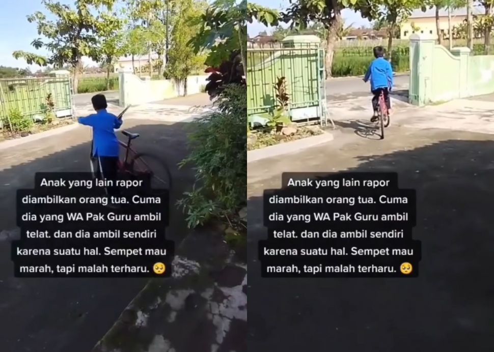 Siswa laki-laki ambil rapornya sendirian (Instagram/ @berita_gosip)