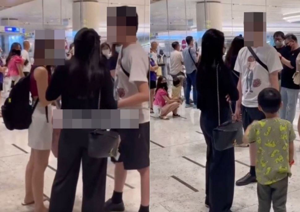 Momen istri dan anak pergoki suami selingkuh di bandara dengan wanita muda. (Saostar)