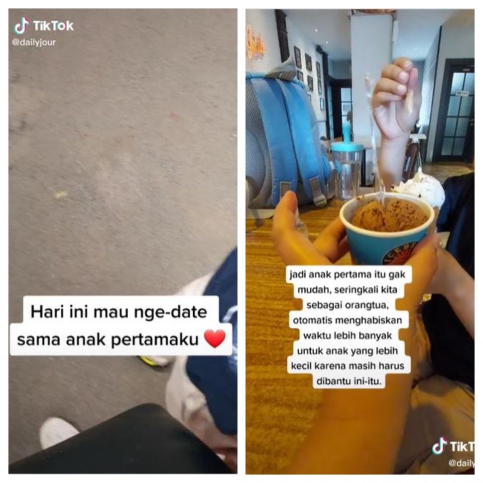 Makan es krim bareng anak pertama (TikTok @dailyjour)