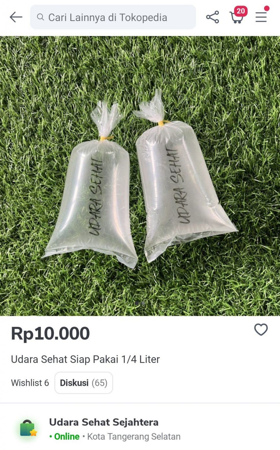 Jualan Udara Sehat di Marketplace. (Twitter)