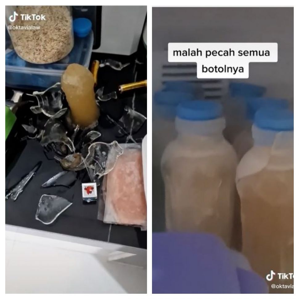 Botol MPASI pecah (TikTok @oktavialaw)