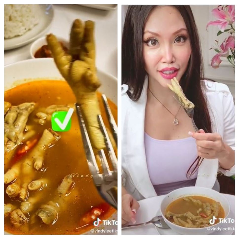 Cara elegan makan ceker mercon (TikTok @vindyleetiktok)