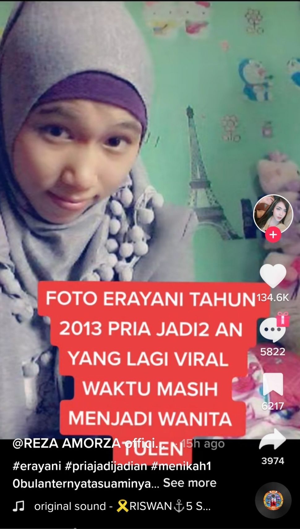 5 Foto Diduga Ahnaf Arrafif alias Erayani, Lelaki Jadi-jadian yang Menipu dan Nikahi Perempuan di Jambi (TikTok)