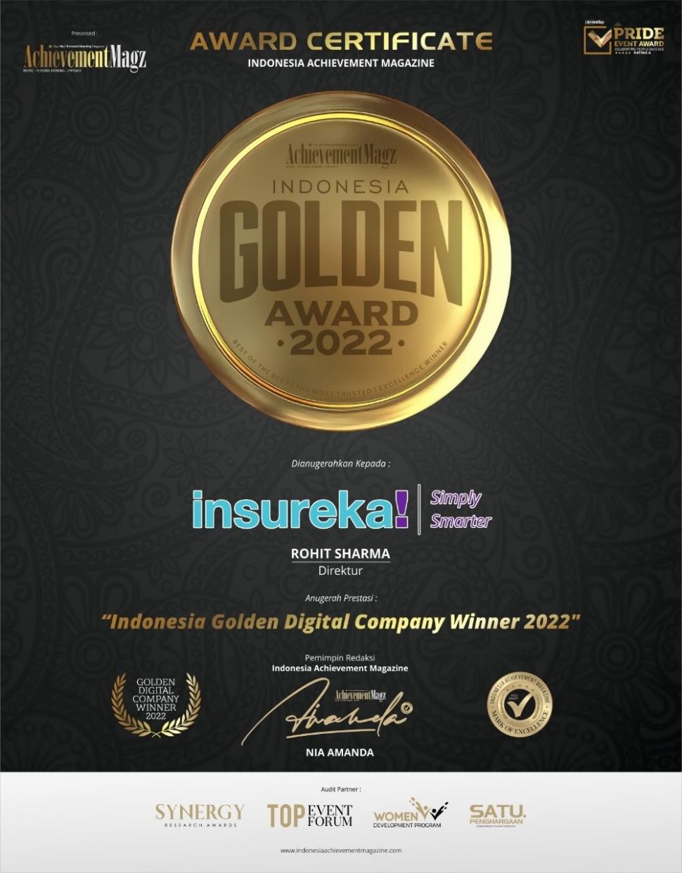 Award Certificate untuk Inseruka!. (Dok: Inseruka!)