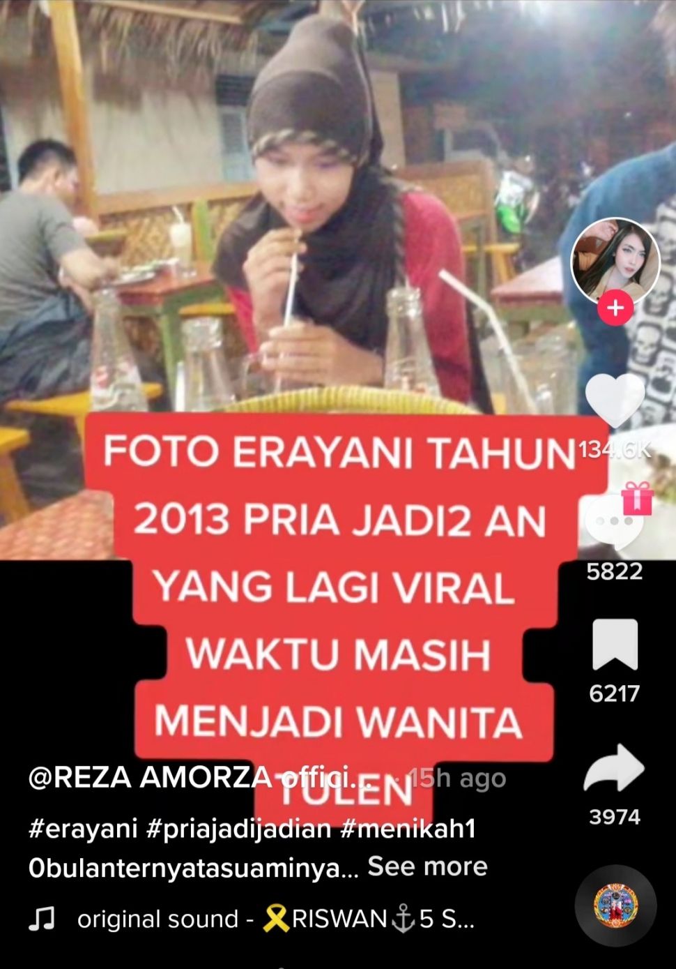 5 Foto Diduga Ahnaf Arrafif alias Erayani, Lelaki Jadi-jadian yang Menipu dan Nikahi Perempuan di Jambi (TikTok)