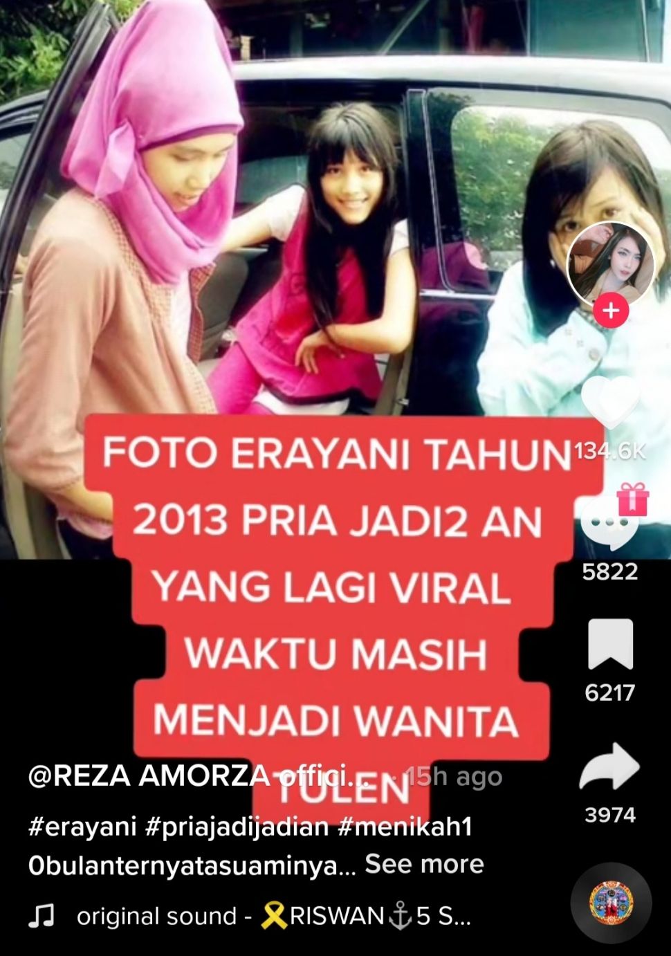 5 Foto Diduga Ahnaf Arrafif alias Erayani, Lelaki Jadi-jadian yang Menipu dan Nikahi Perempuan di Jambi (TikTok)