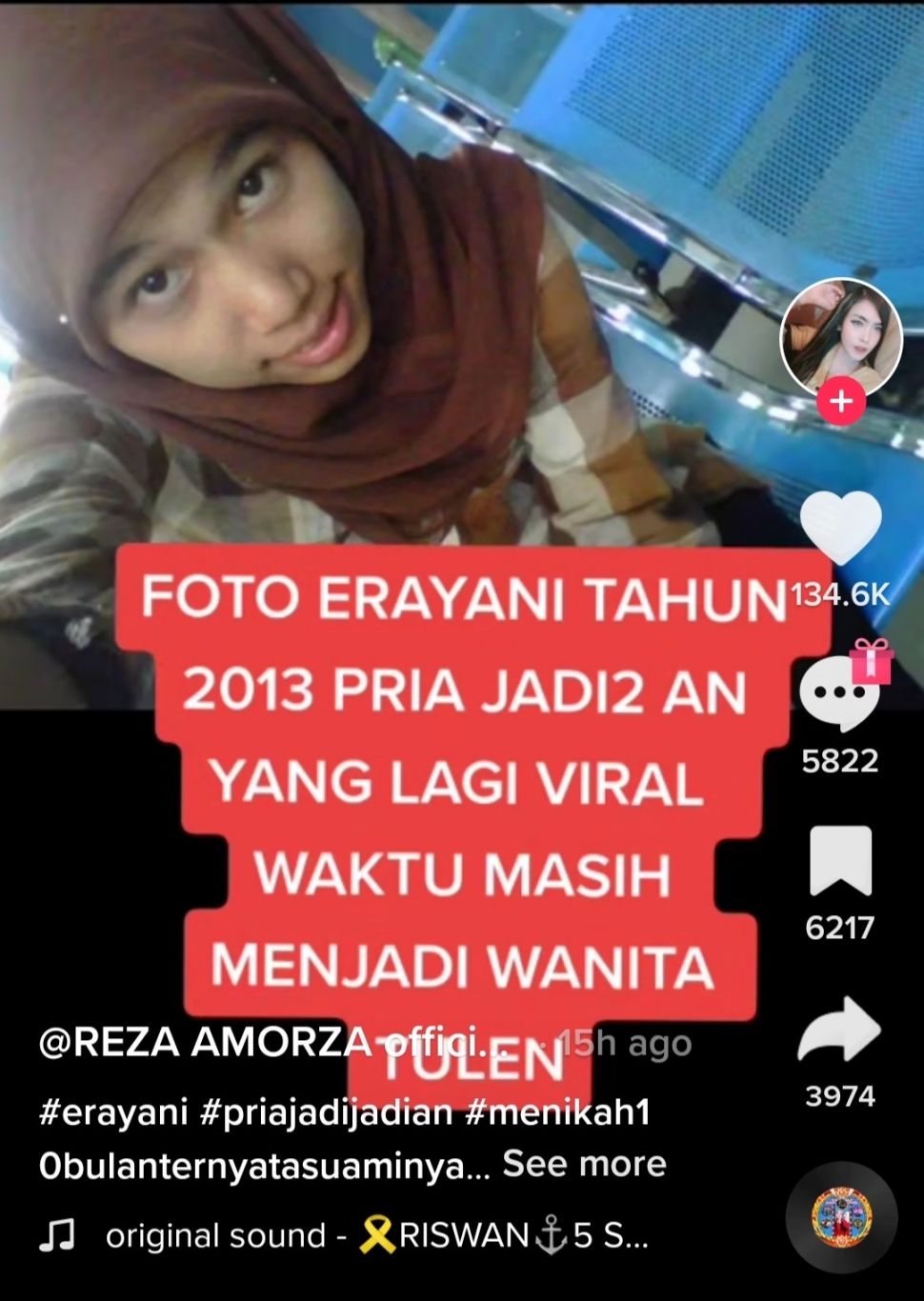 5 Foto Diduga Ahnaf Arrafif alias Erayani, Lelaki Jadi-jadian yang Menipu dan Nikahi Perempuan di Jambi (TikTok)