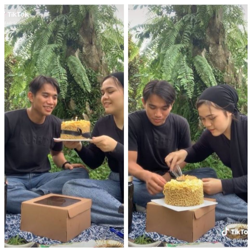 Kue ulang tahun mi instan (TikTok @lel.ulelz)