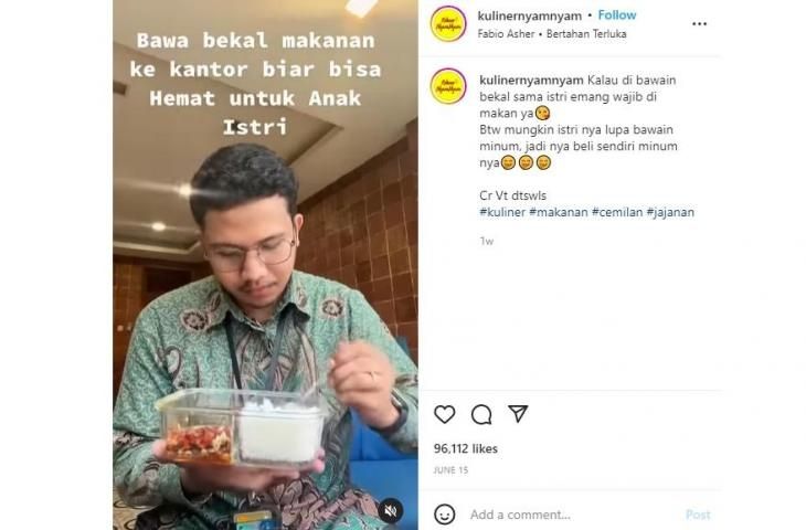 Suami curhat harus hidup hemat untuk anak dan istri. (instagram/kulinernyamnyam)