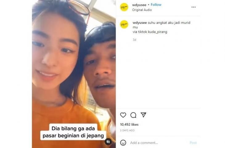 Pria Indonesia pamer pacar cantik asal Jepang. (instagram/wdyusee)