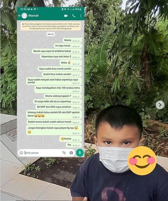 Seorang siswa SD kelas 1 mendadak viral di media-media sosial. Anak itu kebanjiran ucapan rasa kasih sayang dari publik. [Instagram]