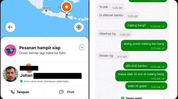 Niat Pesan Ojek Online, Penumpang ini Shock Dapat Pengemudi Beda Pulau. (Dok: Twitter/TXT OLCOP)