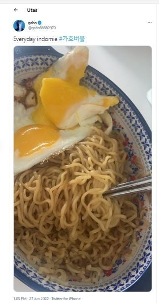 Gaho makan Indomie (Twitter @gaho88882970)