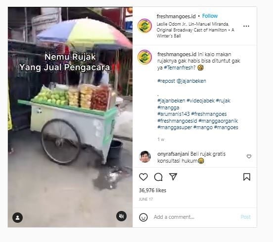 Identitas asli penjual rujak. (instagram/freshmangoes.id)