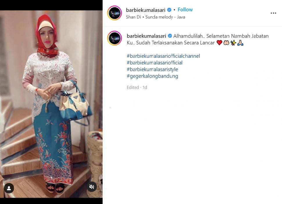 Barbie Kumalasari kejutkan warganet dengan tampil mengenakan kebaya dan kerudung, jadi sorotan dan dinilai aneh (Instagram/barbiekumalasari)