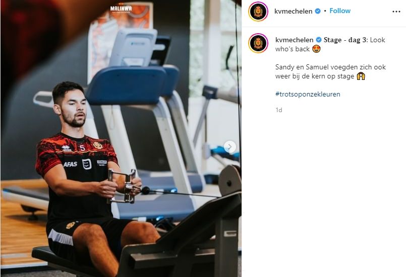 Sandy Walsh sudah latihan bersama timnya, KV Mechelen. (Instagram/kvmechelen)