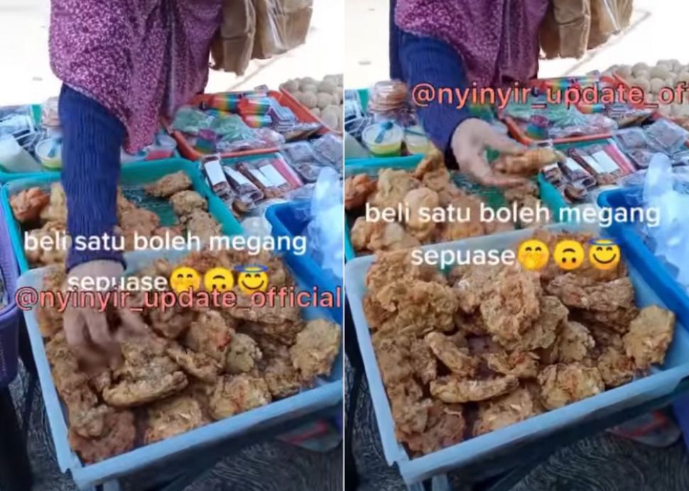 Pembeli memegang-megang gorengan dengan tangan kosong (Instagram/ nyinyir_update_official)