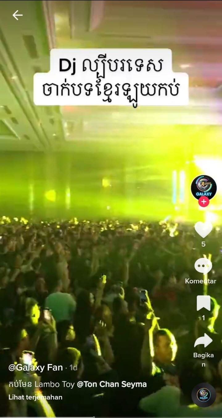 Lagu Lambo Toy dari Ton Chanseyma saat diputar di sebuah club.  (Dok: EDM Cambodia)