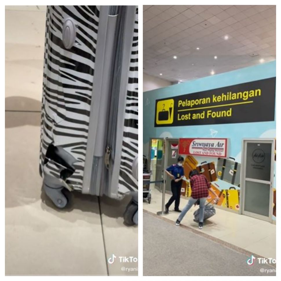 Koper rusak di bandara (Tiktok @ryanisc)